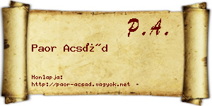 Paor Acsád névjegykártya